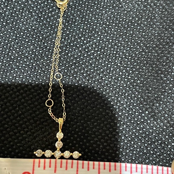 0.50 CT. T.W. Multi-Diamond Bubble Cross Pendant in 18K Yellow Gold - Picture 7 of 9